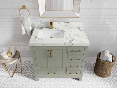 Malibu 36 in. W x 22 in. D Left Offset Sink Bathroom Vanity - Willow Bath and Vanity