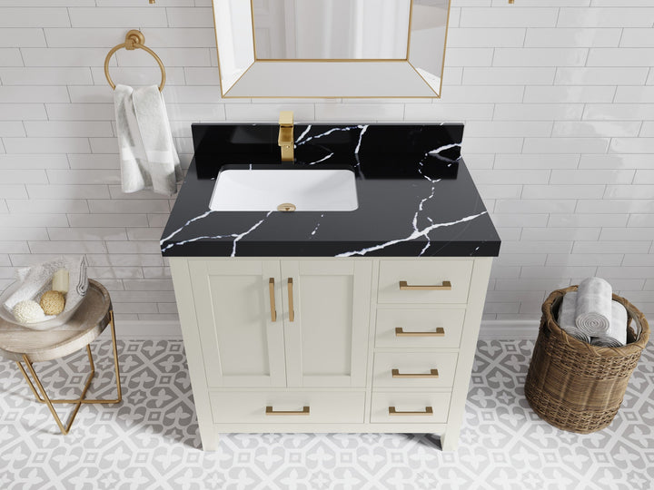 Malibu 36 in. W x 22 in. D Left Offset Sink Bathroom Vanity - photo 8