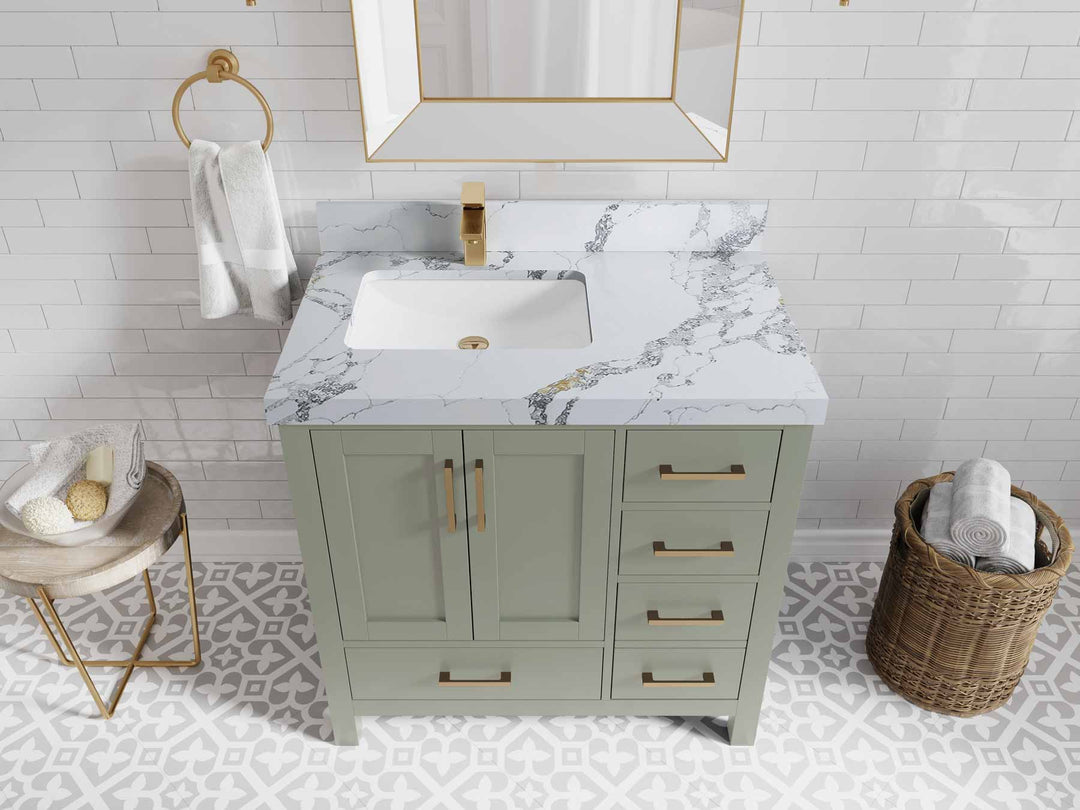 Malibu 36 in. W x 22 in. D Left Offset Sink Bathroom Vanity - Willow Bath and Vanity