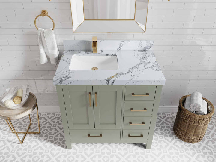 Malibu 36 in. W x 22 in. D Left Offset Sink Bathroom Vanity - photo 19