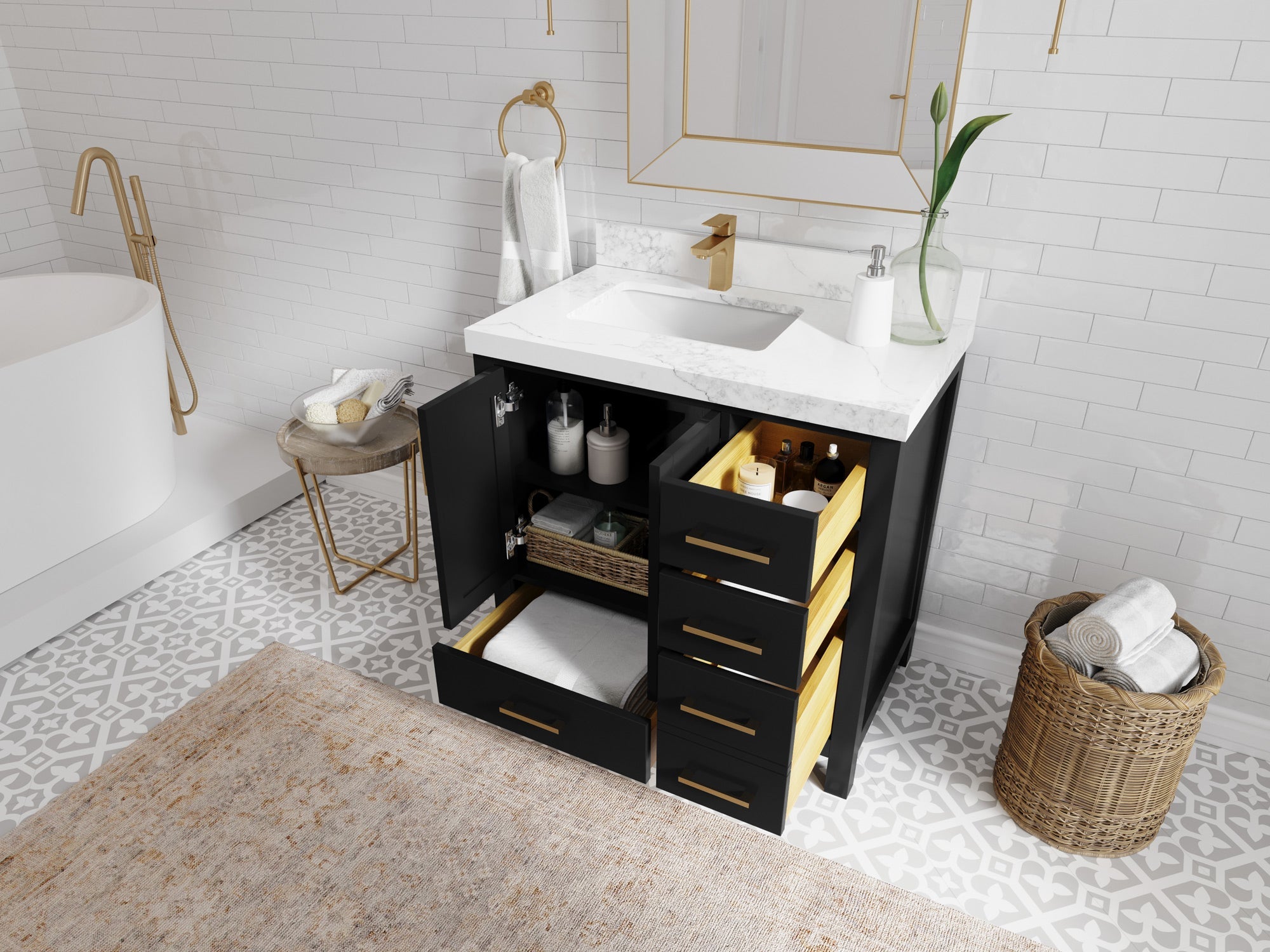 Malibu 36 in. W x 22 in. D Left Offset Sink Bathroom Vanity - Willow Bath and Vanity