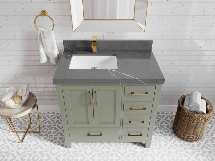 Malibu 36 in. W x 22 in. D Left Offset Sink Bathroom Vanity - photo 35
