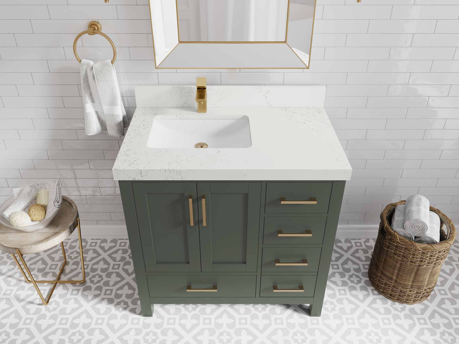 Malibu 36 in. W x 22 in. D Left Offset Sink Bathroom Vanity - Willow Bath and Vanity