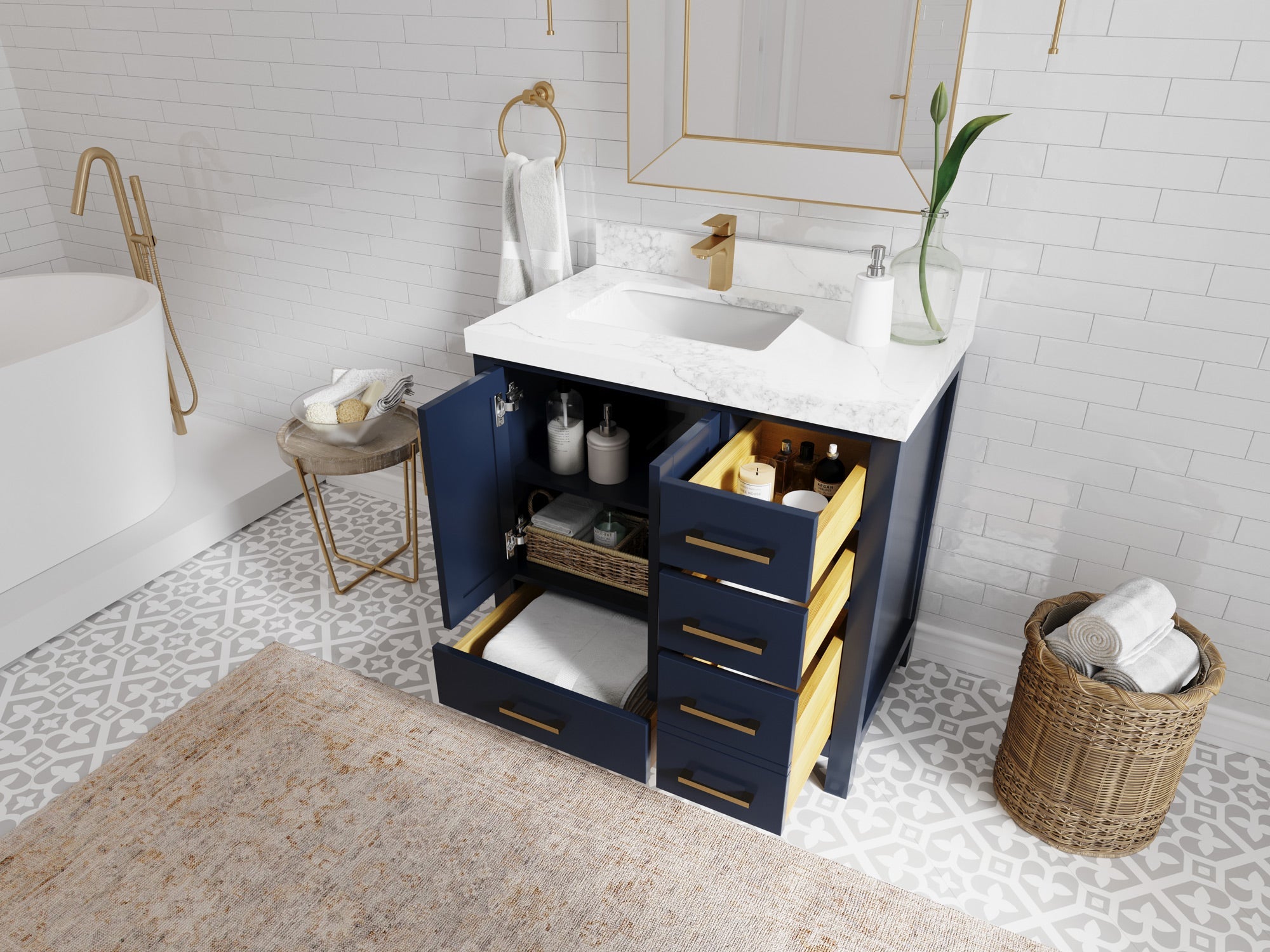 Malibu 36 in. W x 22 in. D Left Offset Sink Bathroom Vanity - Willow Bath and Vanity