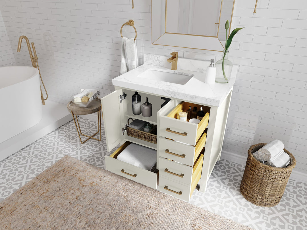 Malibu 36 in. W x 22 in. D Left Offset Sink Bathroom Vanity - Willow Bath and Vanity