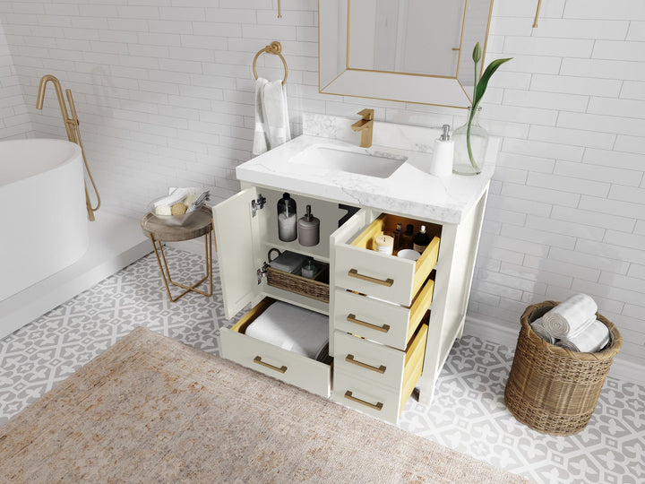 Malibu 36 in. W x 22 in. D Left Offset Sink Bathroom Vanity - photo 3