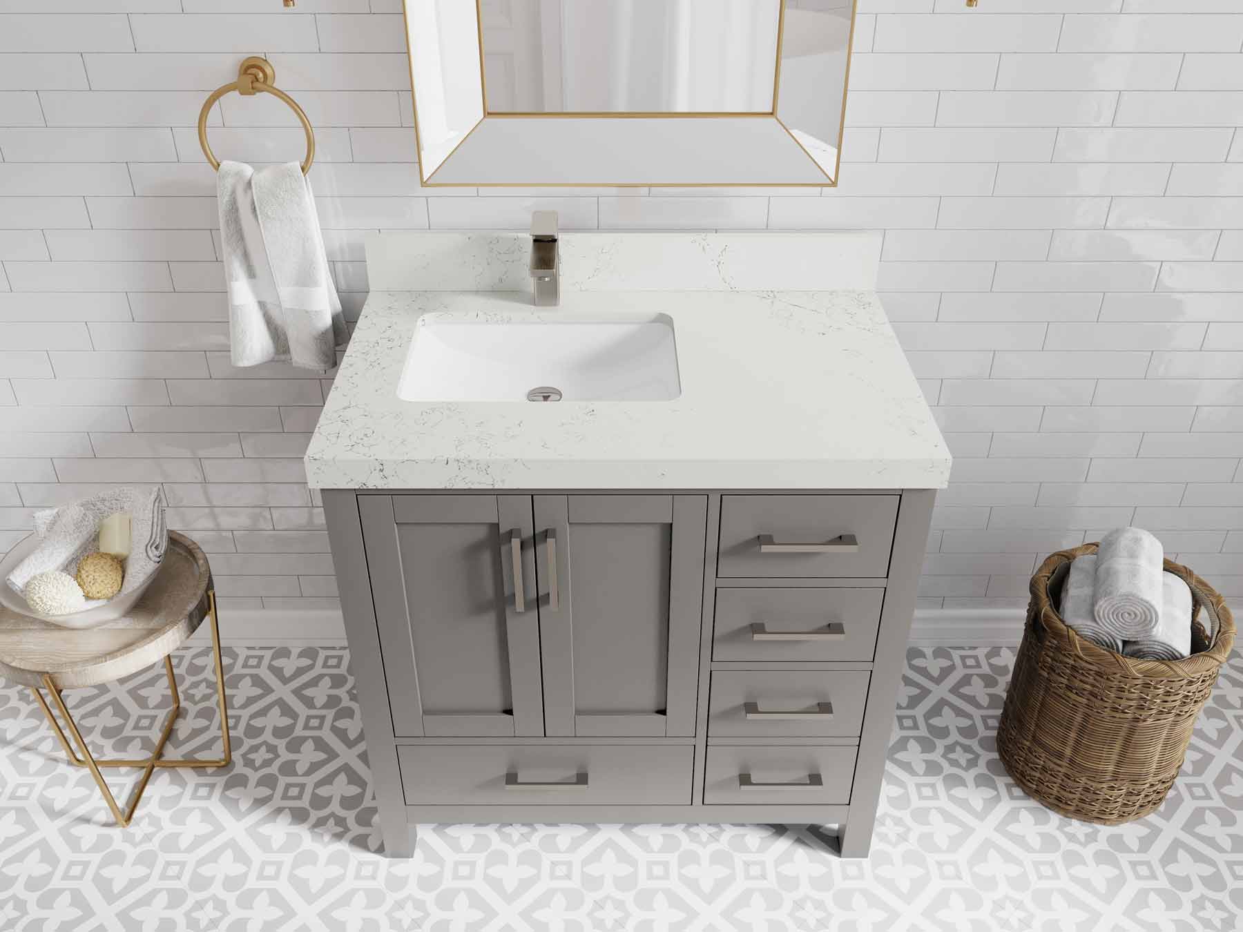 Malibu 36 in. W x 22 in. D Left Offset Sink Bathroom Vanity - Willow Bath and Vanity