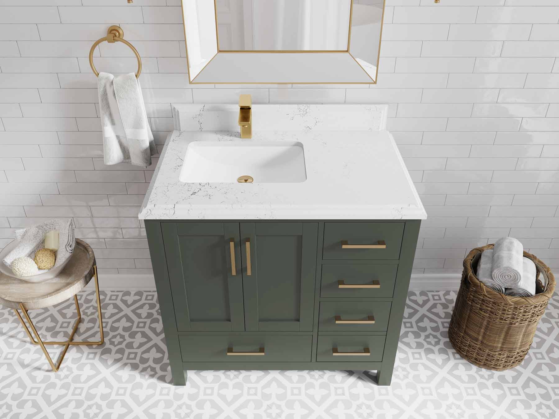 Malibu 36 in. W x 22 in. D Left Offset Sink Bathroom Vanity - Willow Bath and Vanity