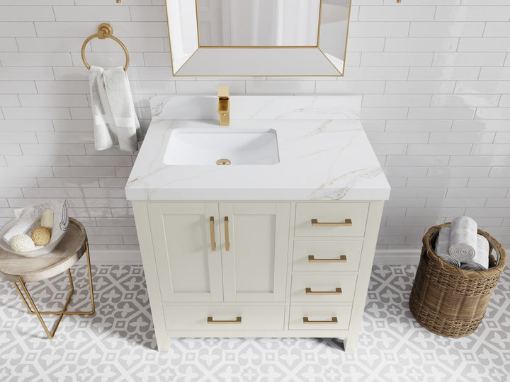 Malibu 36 in. W x 22 in. D Left Offset Sink Bathroom Vanity - photo 20