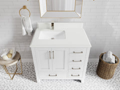 Malibu 36 in. W x 22 in. D Left Offset Sink Bathroom Vanity - photo 44