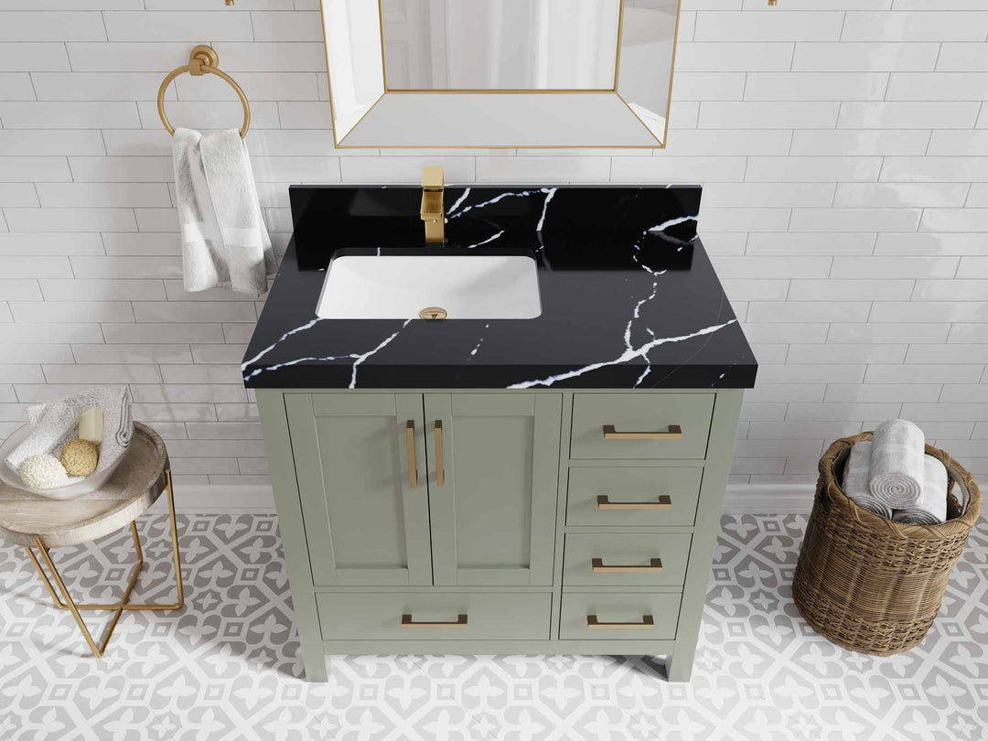 Malibu 36 in. W x 22 in. D Left Offset Sink Bathroom Vanity - Willow Bath and Vanity