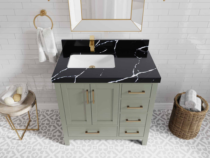 Malibu 36 in. W x 22 in. D Left Offset Sink Bathroom Vanity - photo 11
