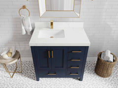 Malibu 36 in. W x 22 in. D Left Offset Sink Bathroom Vanity - photo 30