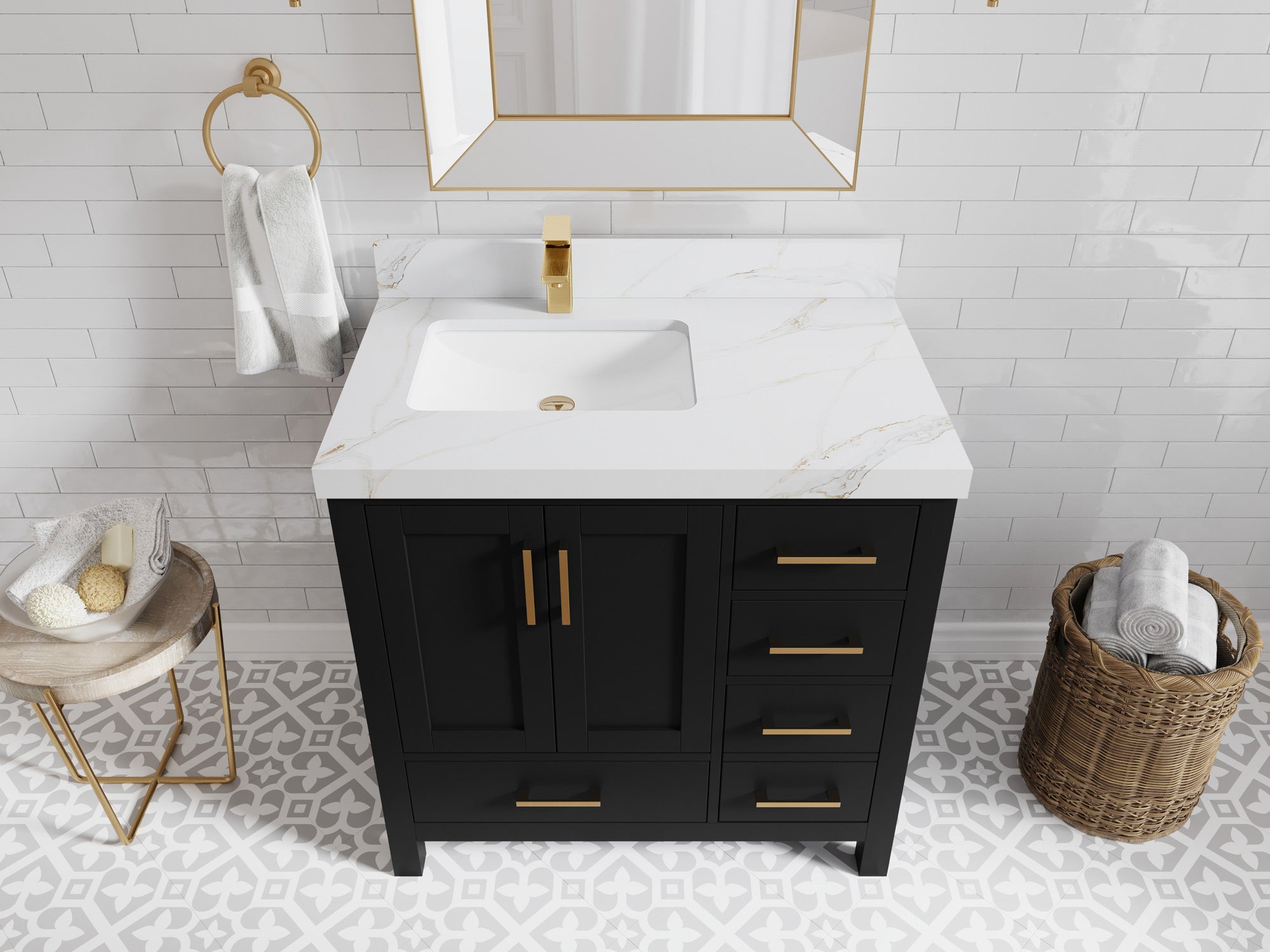 Malibu 36 in. W x 22 in. D Left Offset Sink Bathroom Vanity - Willow Bath and Vanity