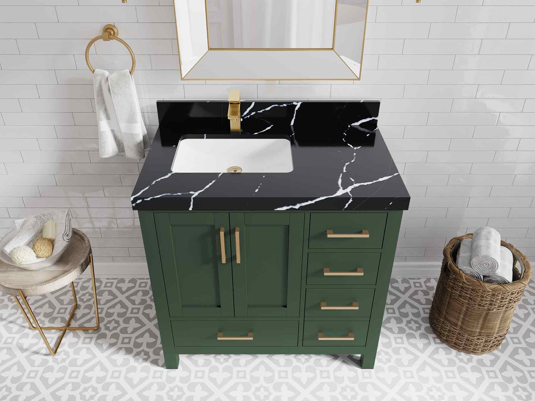 Malibu 36 in. W x 22 in. D Left Offset Sink Bathroom Vanity - Willow Bath and Vanity