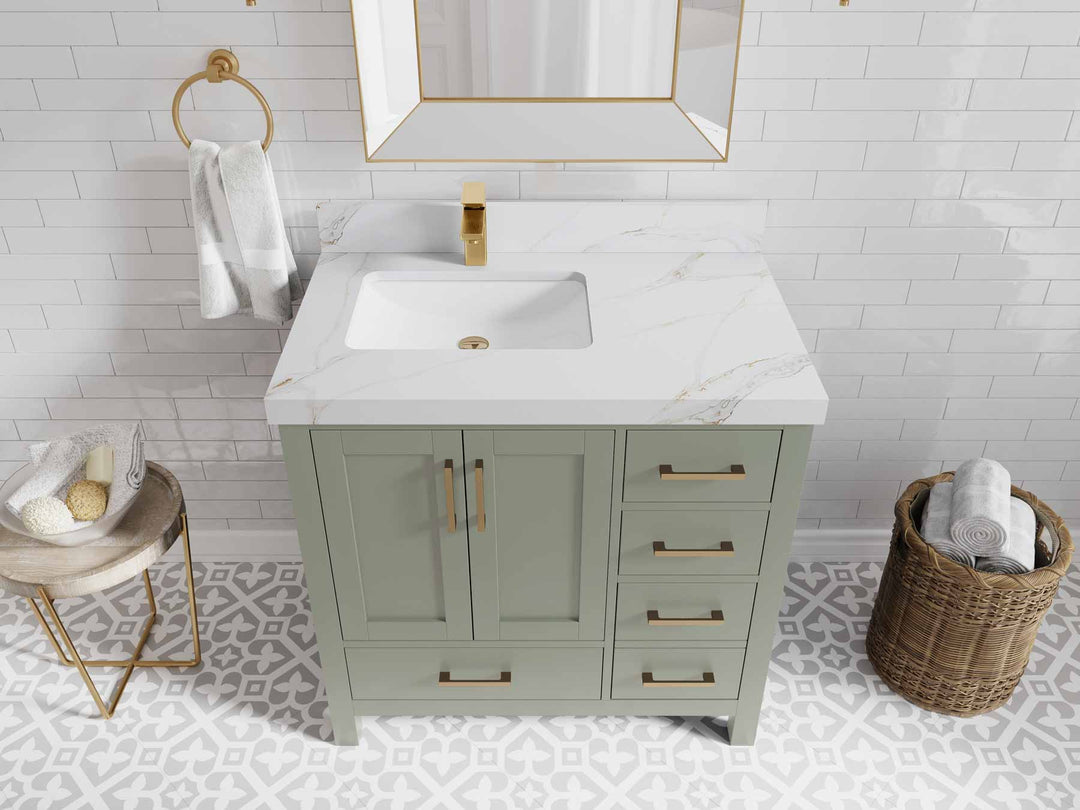 Malibu 36 in. W x 22 in. D Left Offset Sink Bathroom Vanity - Willow Bath and Vanity