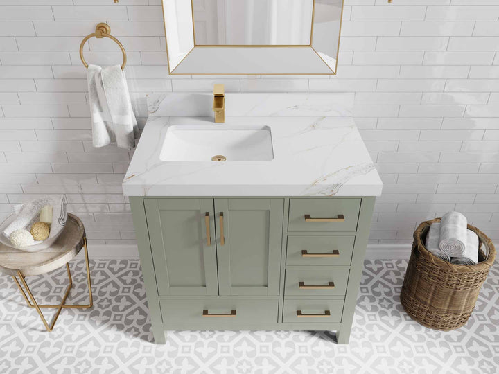 Malibu 36 in. W x 22 in. D Left Offset Sink Bathroom Vanity - photo 21
