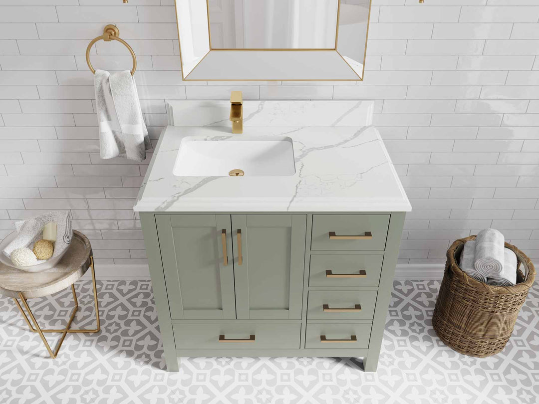 Malibu 36 in. W x 22 in. D Left Offset Sink Bathroom Vanity - Willow Bath and Vanity