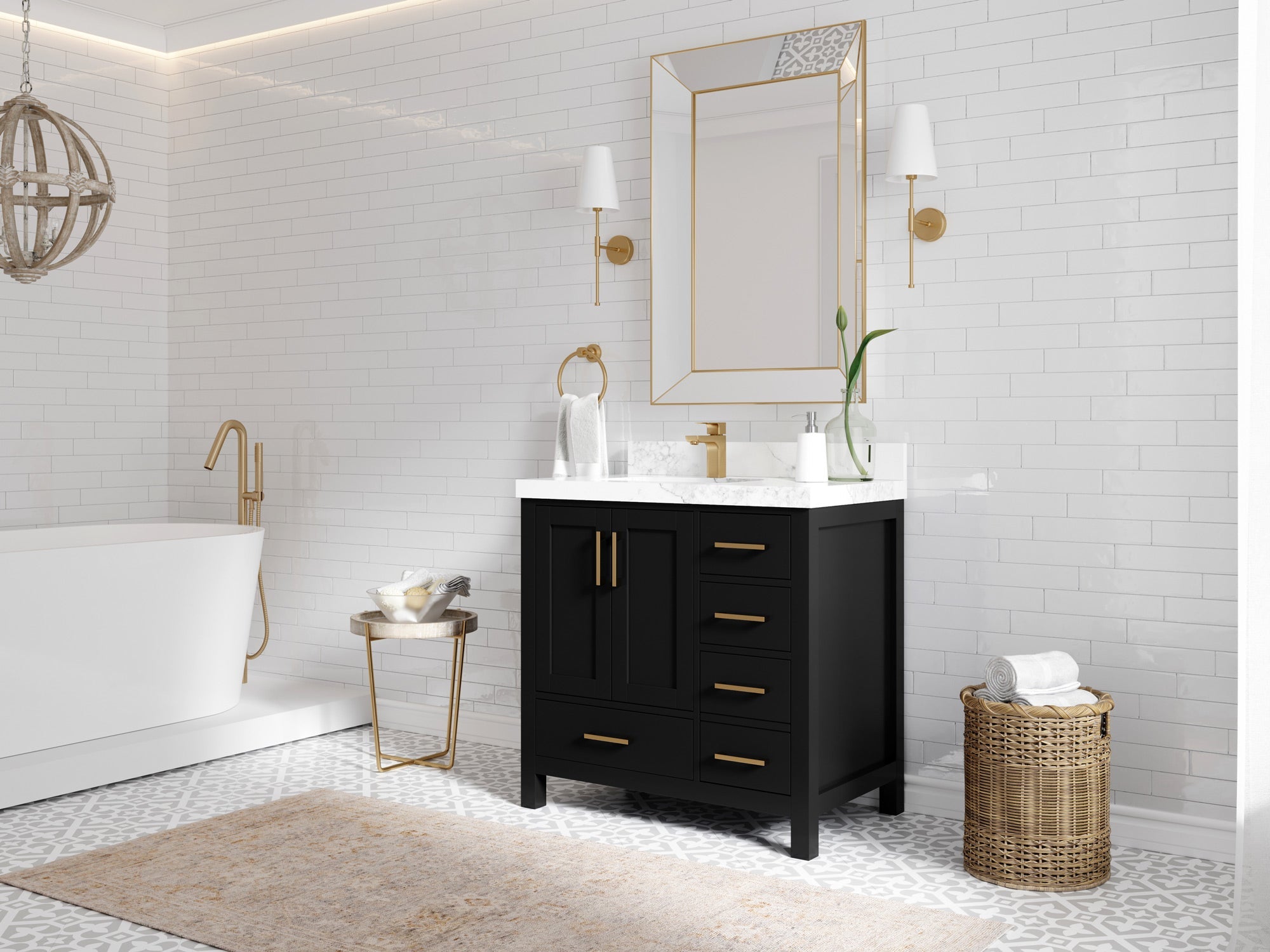 Malibu 36 in. W x 22 in. D Left Offset Sink Bathroom Vanity - Willow Bath and Vanity