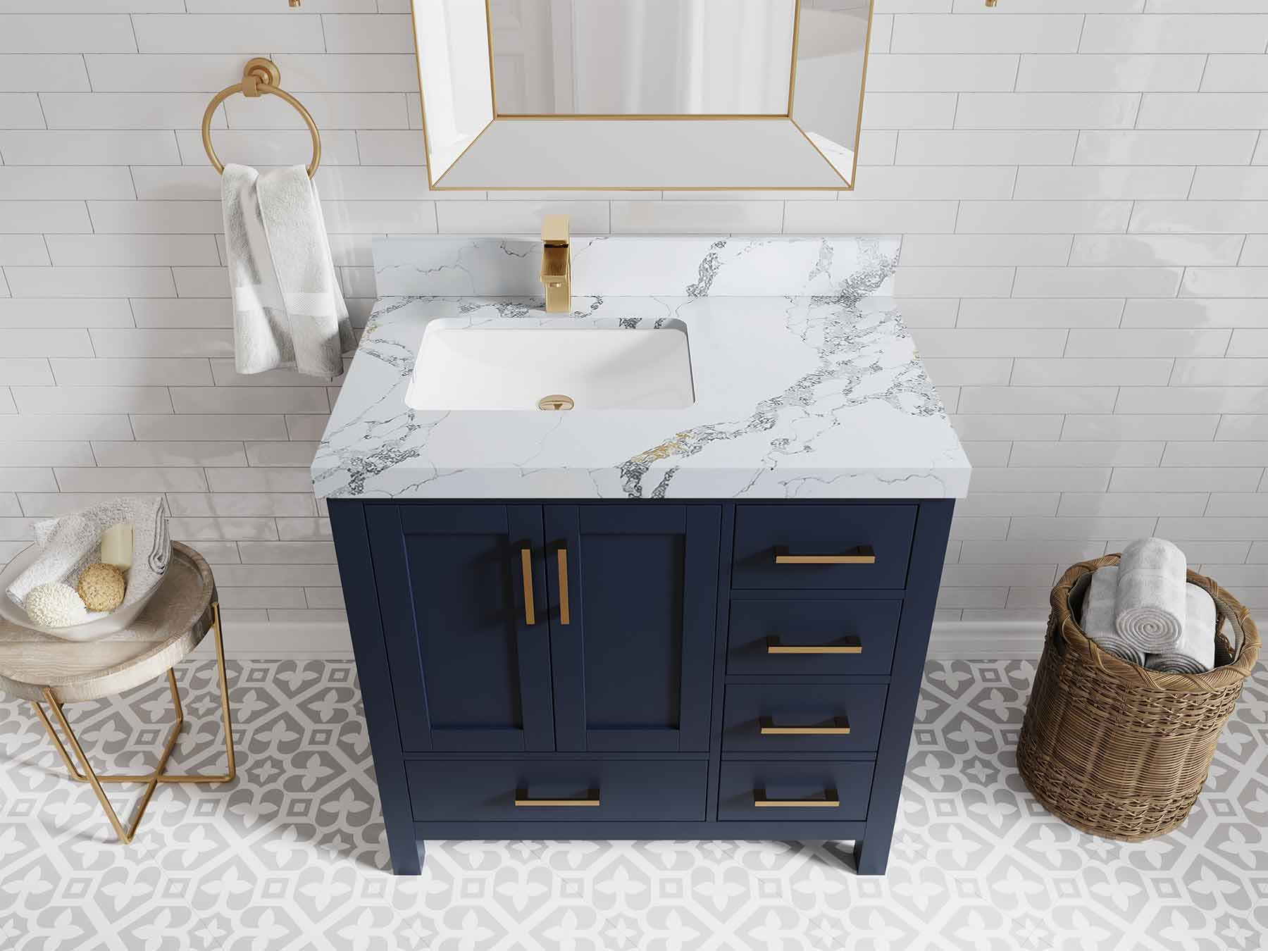 Malibu 36 in. W x 22 in. D Left Offset Sink Bathroom Vanity - Willow Bath and Vanity