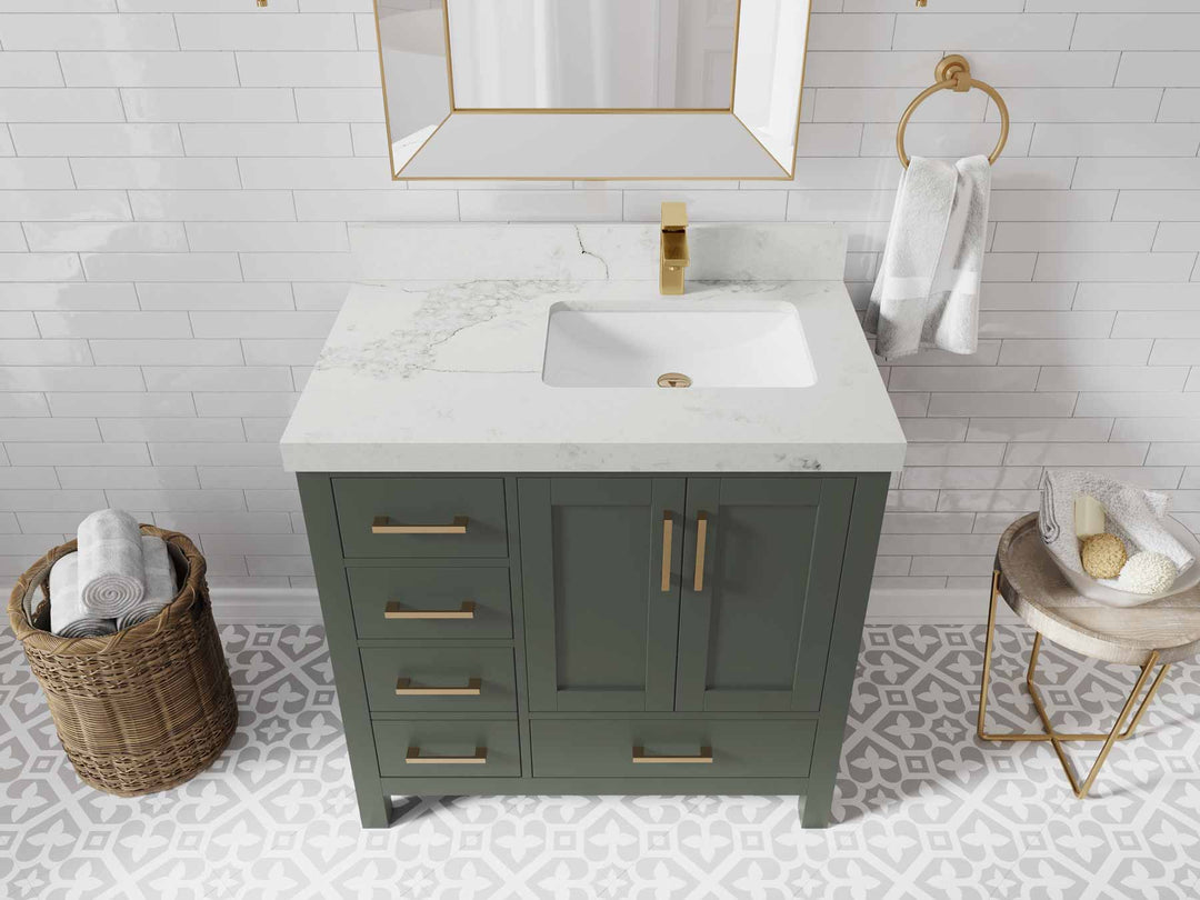 Malibu 36 in. W x 22 in. D Right Offset Sink Bathroom Vanity - Willow Bath and Vanity