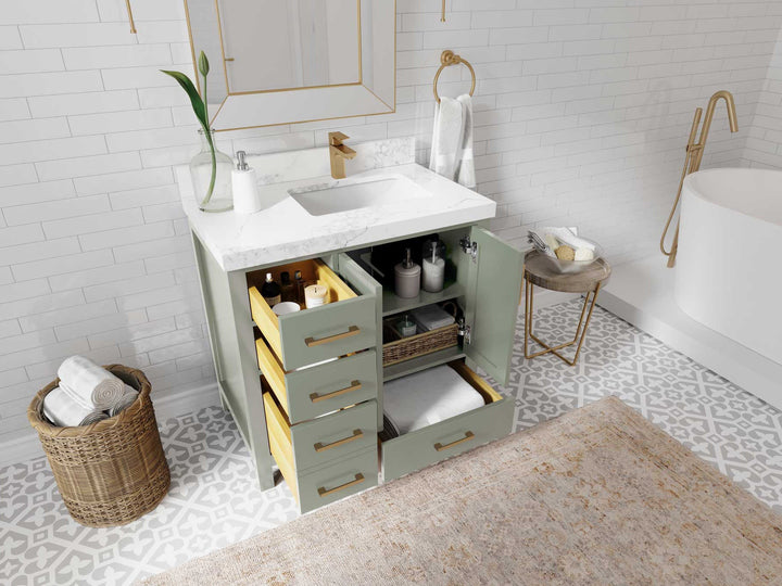 Malibu 36 in. W x 22 in. D Right Offset Sink Bathroom Vanity - photo 2