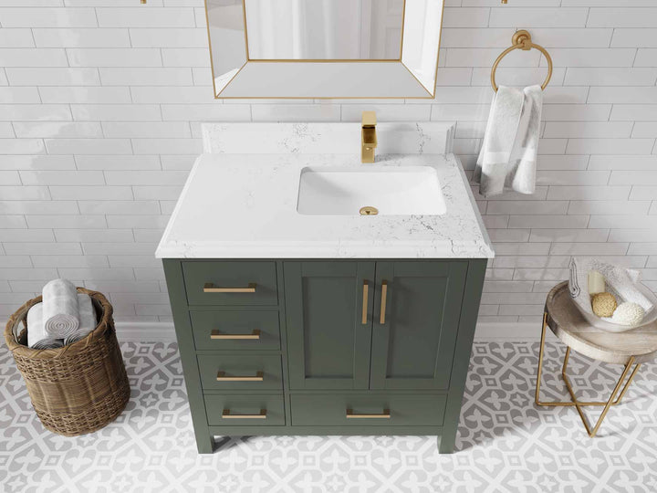 Malibu 36 in. W x 22 in. D Right Offset Sink Bathroom Vanity - photo 12