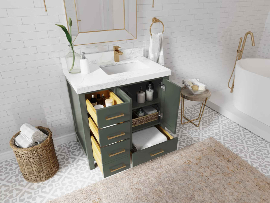 Malibu 36 in. W x 22 in. D Right Offset Sink Bathroom Vanity - Willow Bath and Vanity