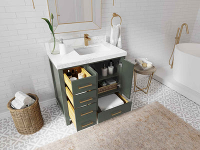 Malibu 36 in. W x 22 in. D Right Offset Sink Bathroom Vanity - Willow Bath and Vanity