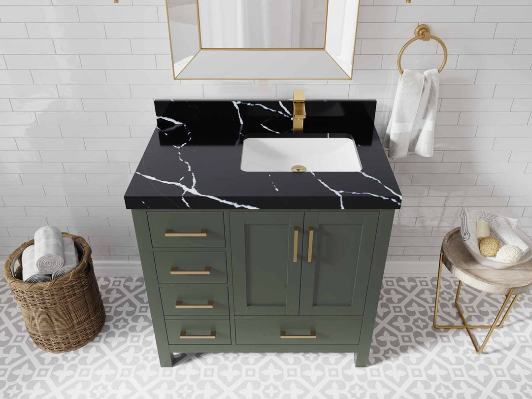 Malibu 36 in. W x 22 in. D Right Offset Sink Bathroom Vanity - Willow Bath and Vanity