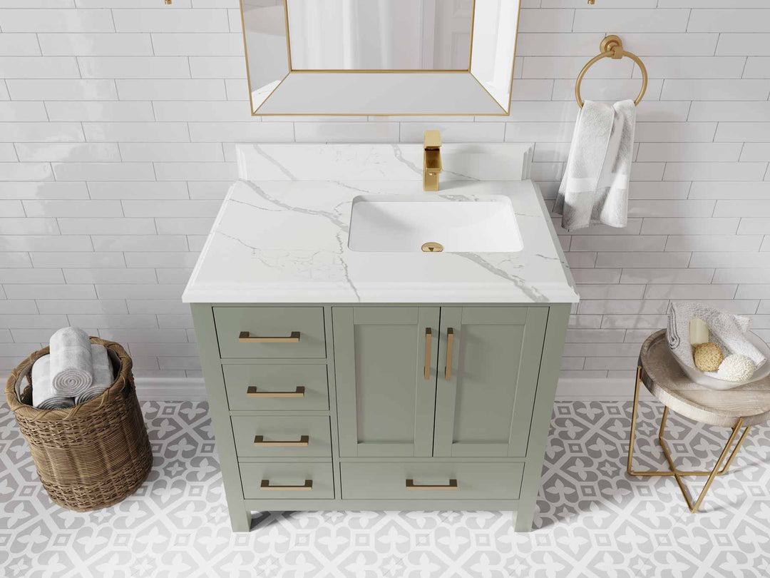 Malibu 36 in. W x 22 in. D Right Offset Sink Bathroom Vanity - Willow Bath and Vanity
