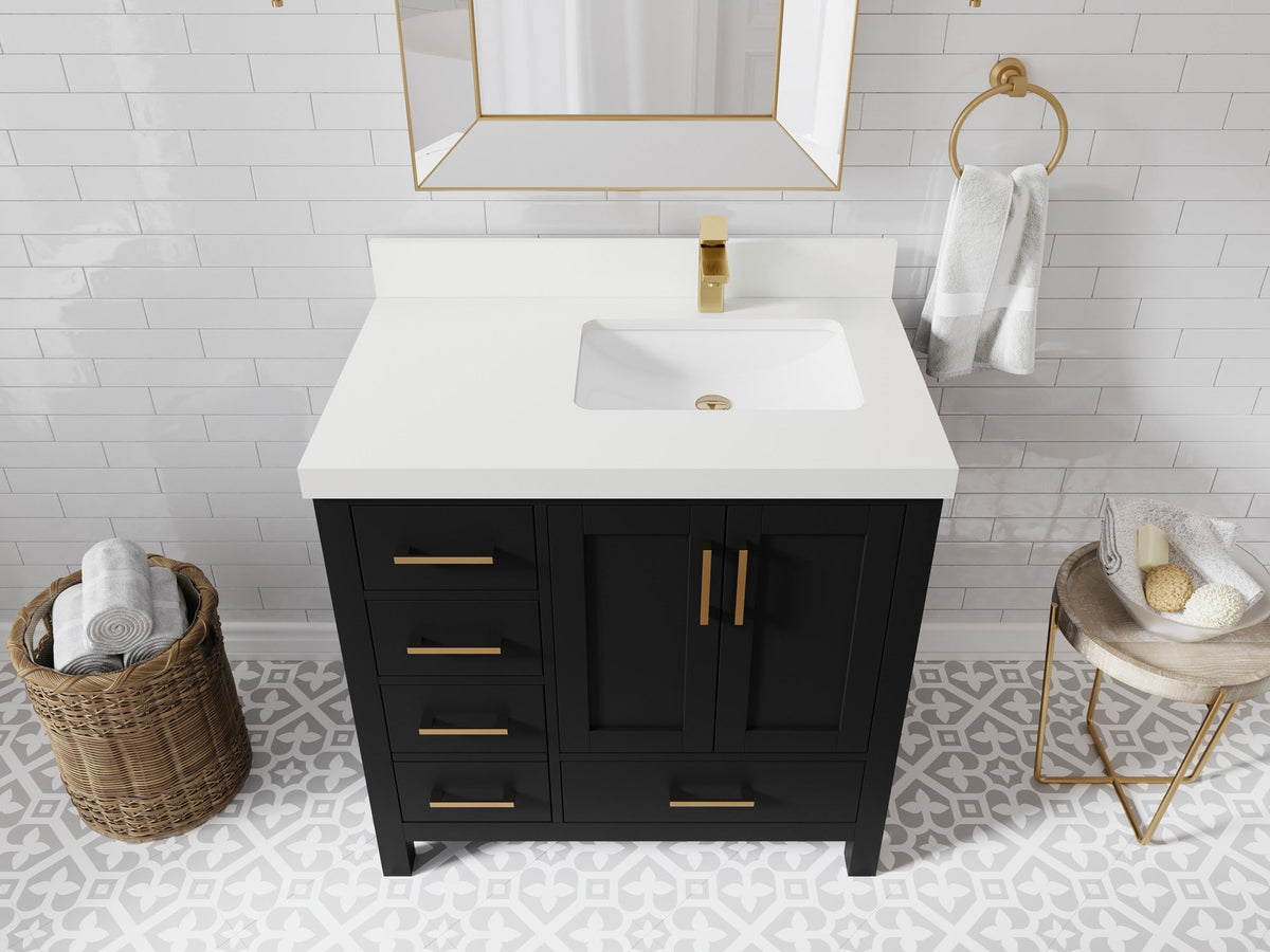 Malibu 36 in. W x 22 in. D Right Offset Sink Bathroom Vanity - Willow Bath and Vanity