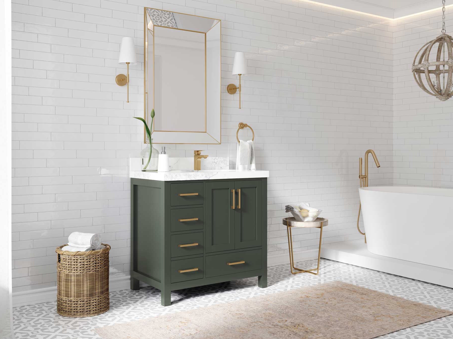 Malibu 36 in. W x 22 in. D Right Offset Sink Bathroom Vanity - Willow Bath and Vanity