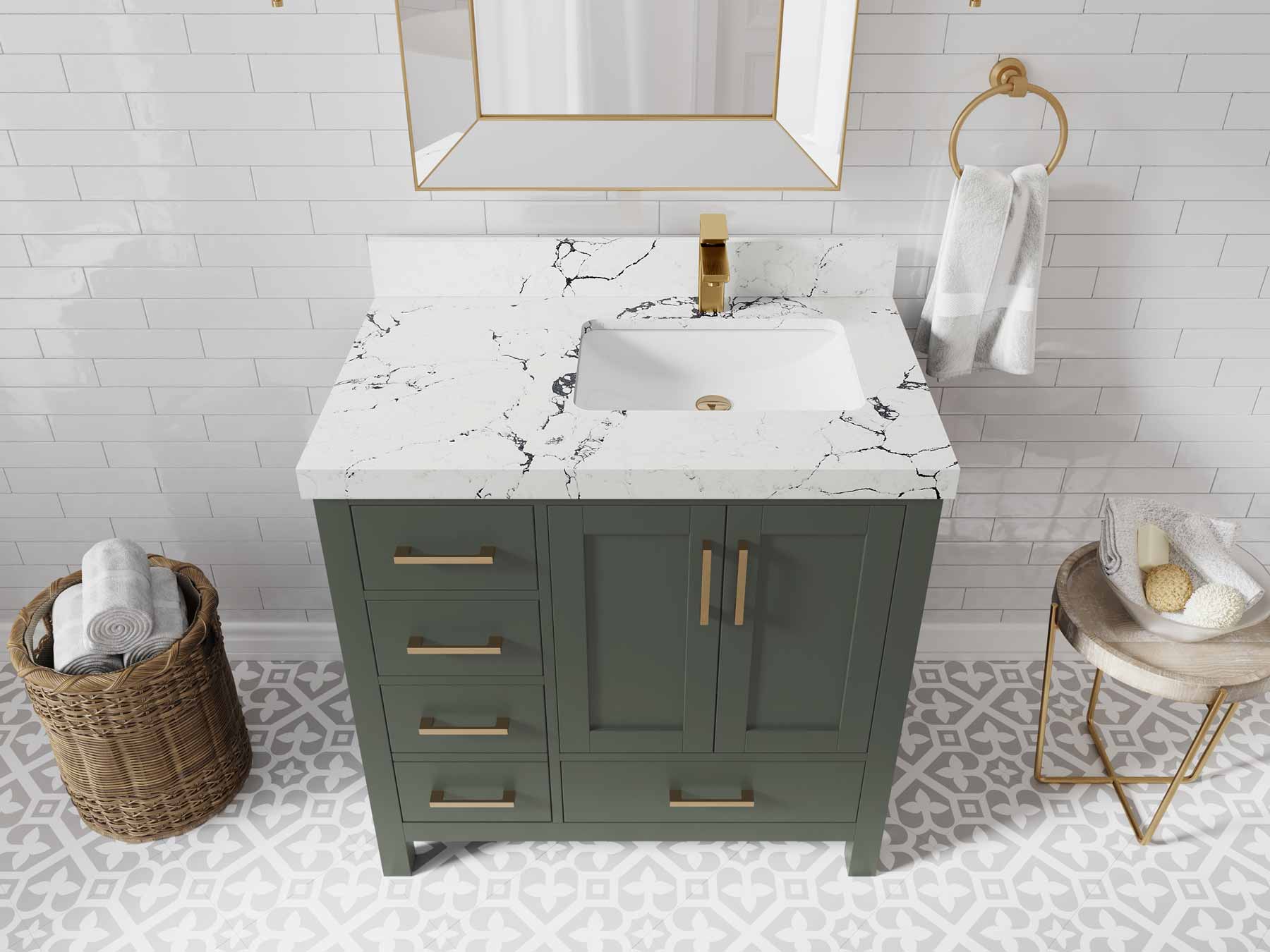 Malibu 36 in. W x 22 in. D Right Offset Sink Bathroom Vanity - Willow Bath and Vanity