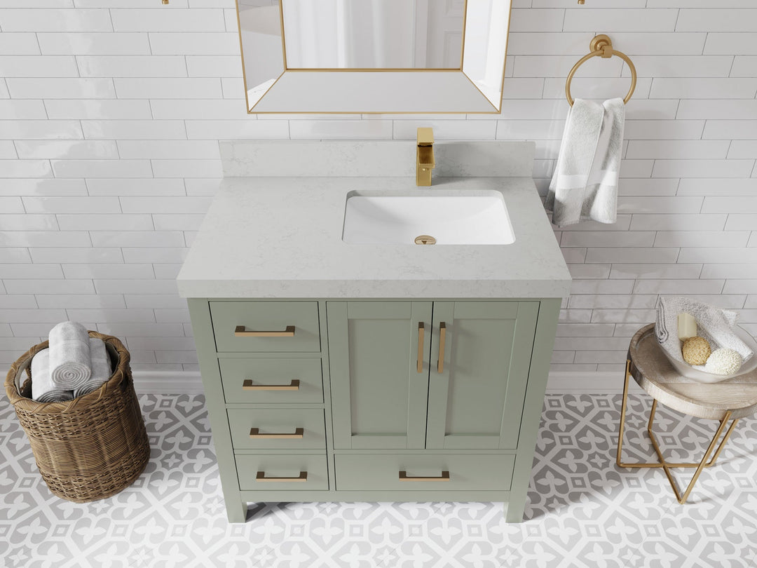 Malibu 36 in. W x 22 in. D Right Offset Sink Bathroom Vanity - Willow Bath and Vanity