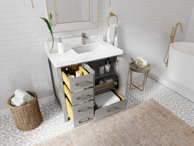 Malibu 36 in. W x 22 in. D Right Offset Sink Bathroom Vanity - Willow Bath and Vanity
