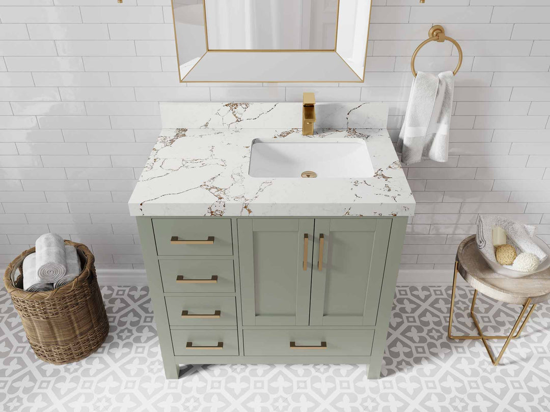 Malibu 36 in. W x 22 in. D Right Offset Sink Bathroom Vanity - Willow Bath and Vanity