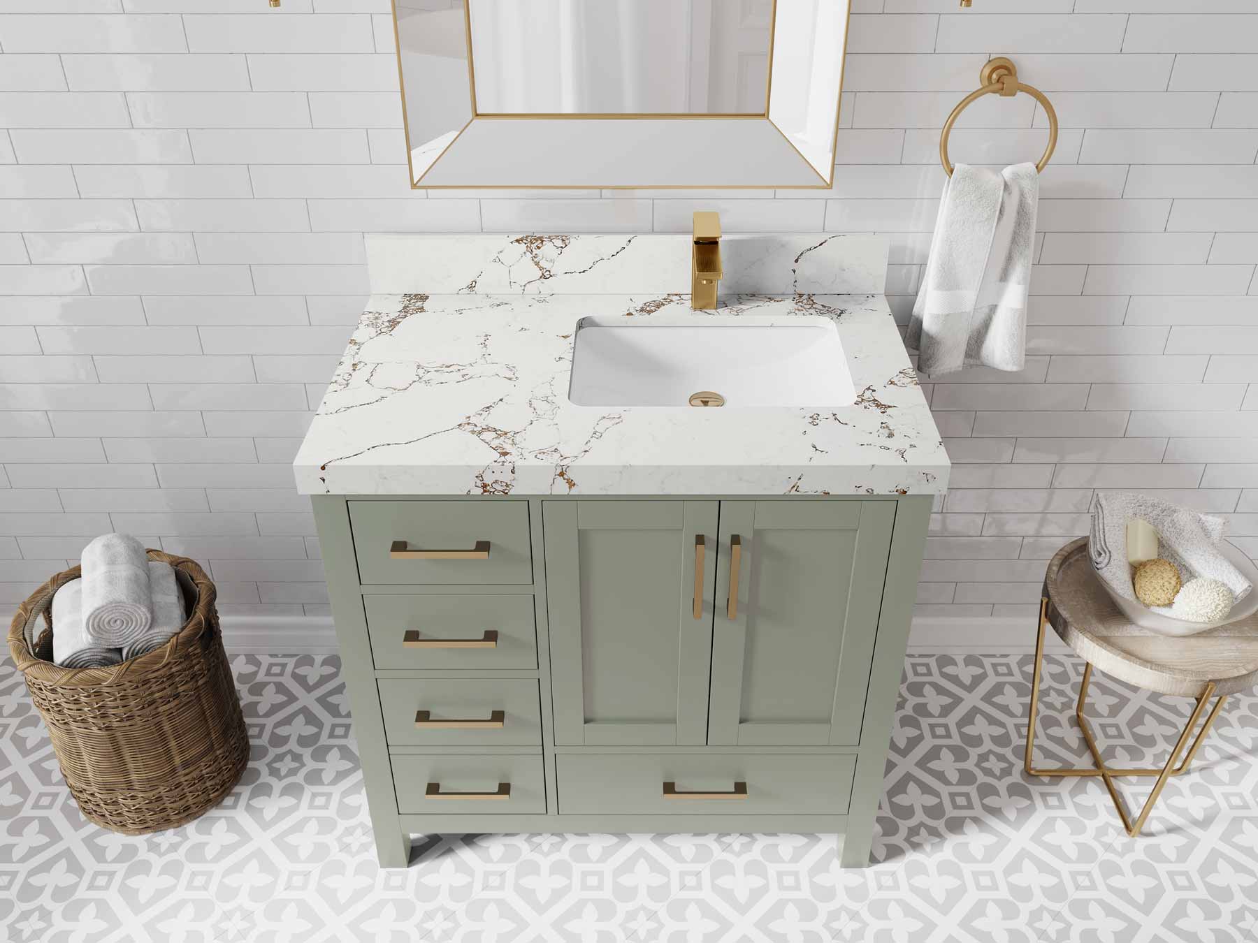 Malibu 36 in. W x 22 in. D Right Offset Sink Bathroom Vanity - Willow Bath and Vanity