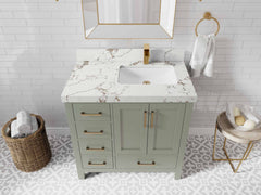 Malibu 36 in. W x 22 in. D Right Offset Sink Bathroom Vanity - photo 37