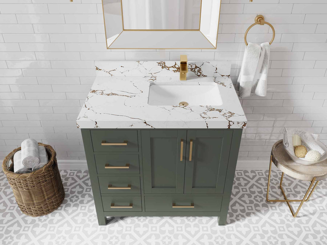 Malibu 36 in. W x 22 in. D Right Offset Sink Bathroom Vanity - Willow Bath and Vanity