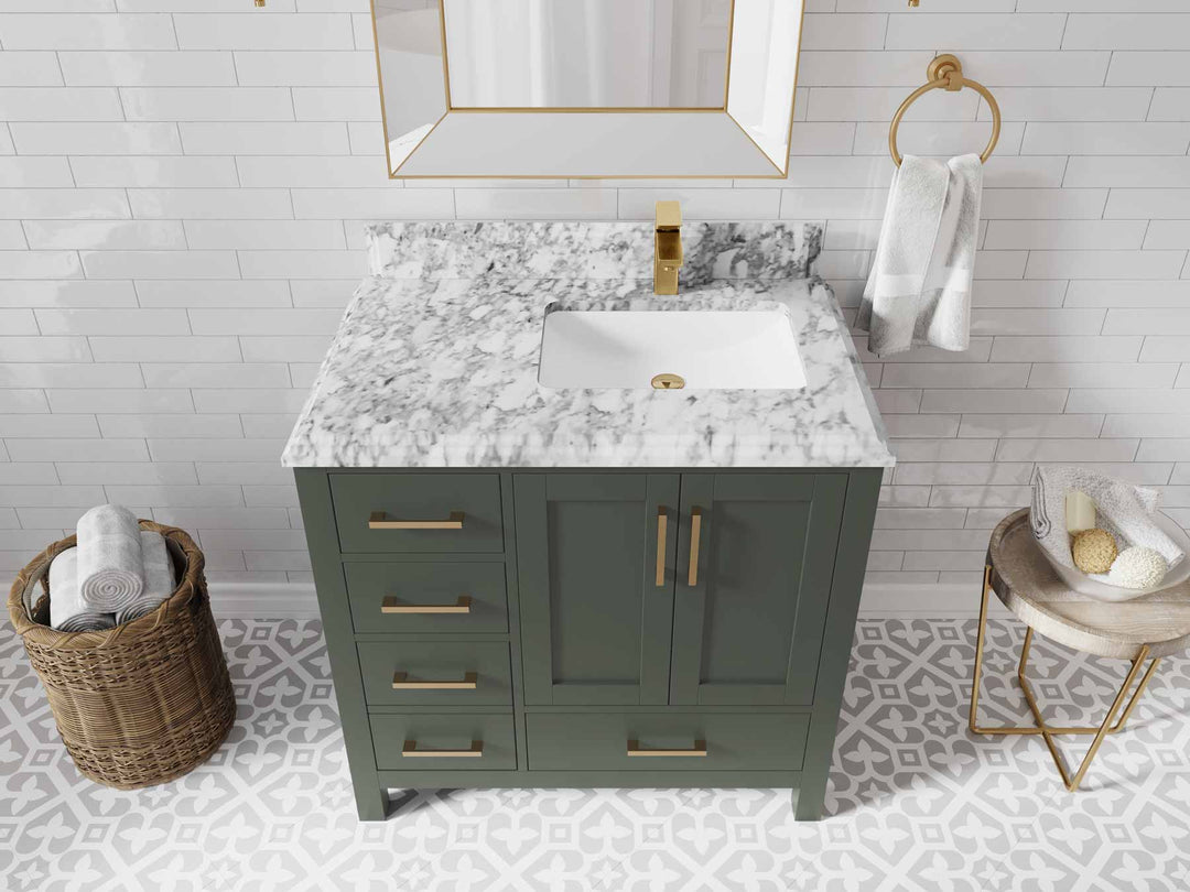 Malibu 36 in. W x 22 in. D Right Offset Sink Bathroom Vanity - Willow Bath and Vanity