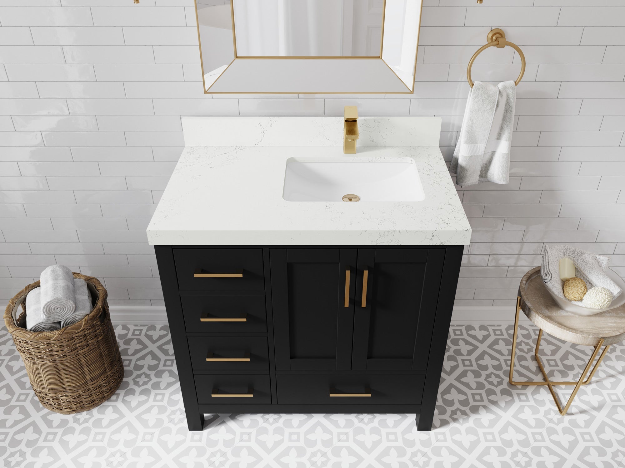 Malibu 36 in. W x 22 in. D Right Offset Sink Bathroom Vanity - Willow Bath and Vanity