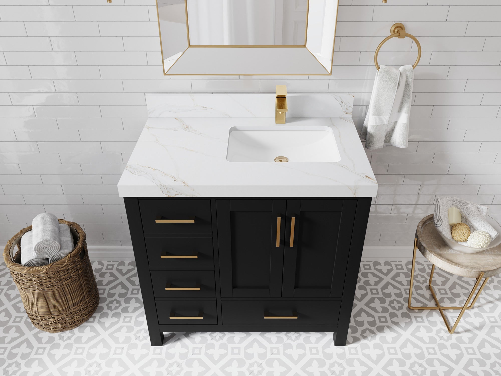 Malibu 36 in. W x 22 in. D Right Offset Sink Bathroom Vanity - Willow Bath and Vanity