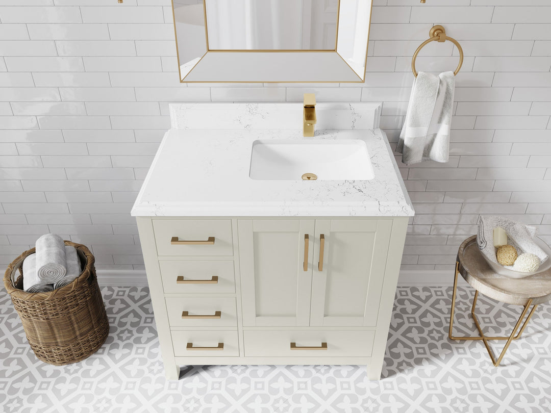 Malibu 36 in. W x 22 in. D Right Offset Sink Bathroom Vanity - Willow Bath and Vanity