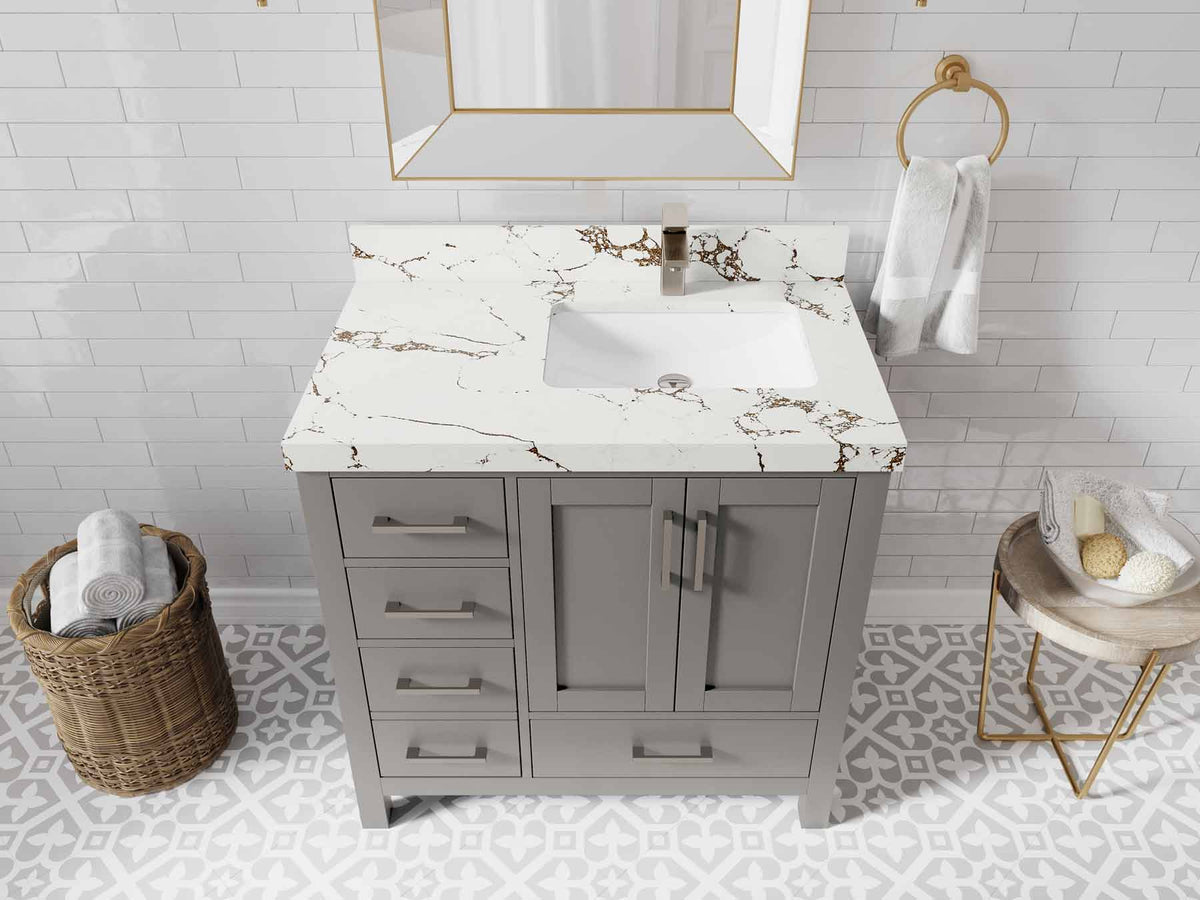Malibu 36 in. W x 22 in. D Right Offset Sink Bathroom Vanity - Willow Bath and Vanity