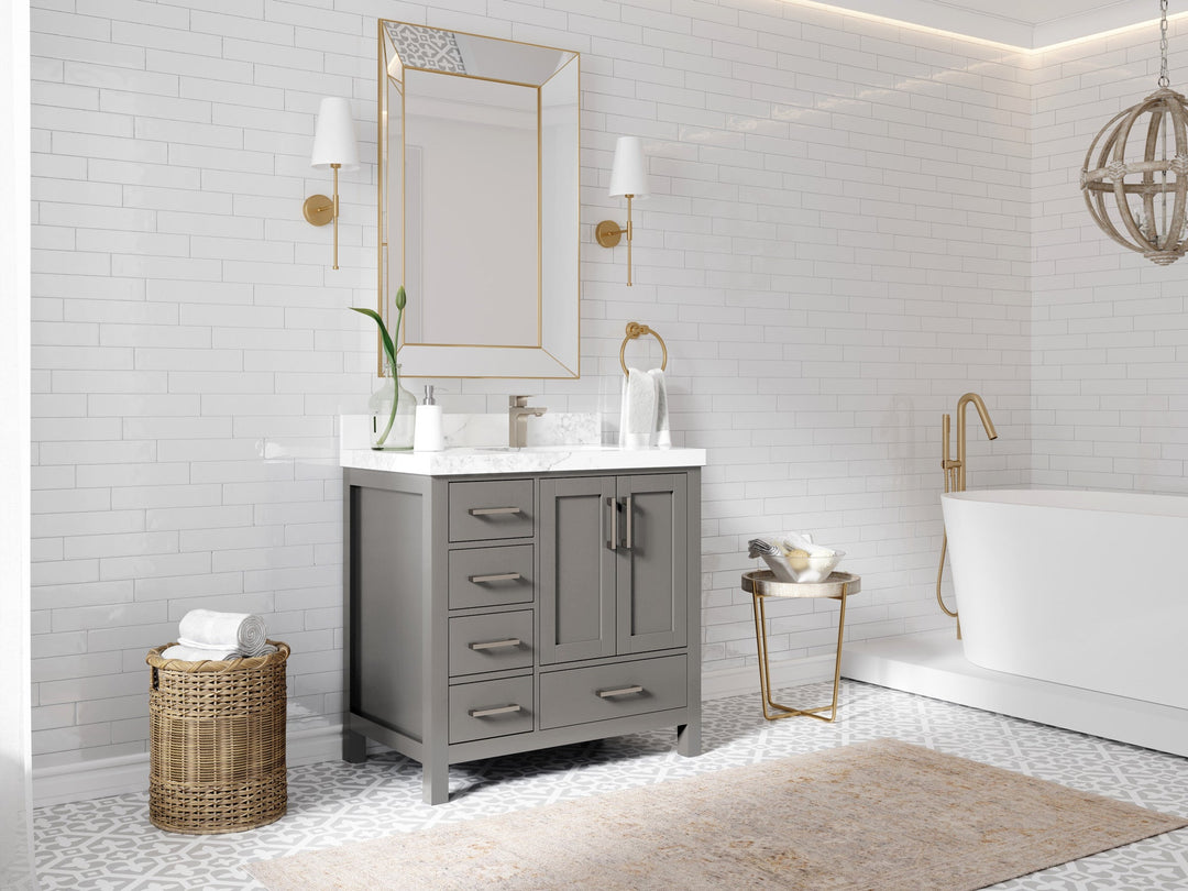 Malibu 36 in. W x 22 in. D Right Offset Sink Bathroom Vanity - Willow Bath and Vanity
