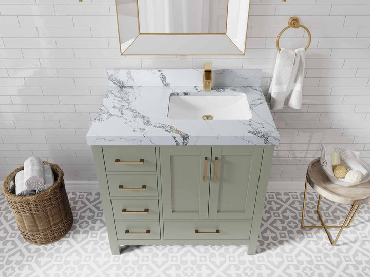 Malibu 36 in. W x 22 in. D Right Offset Sink Bathroom Vanity - photo 19