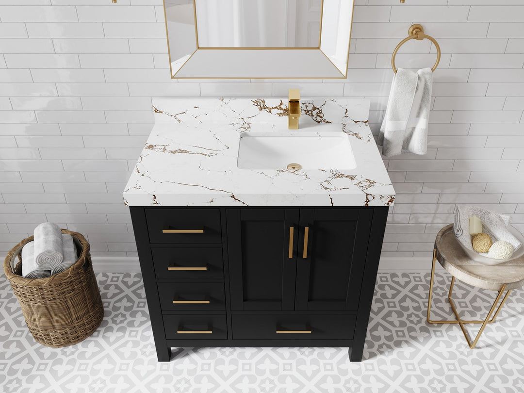 Malibu 36 in. W x 22 in. D Right Offset Sink Bathroom Vanity - Willow Bath and Vanity