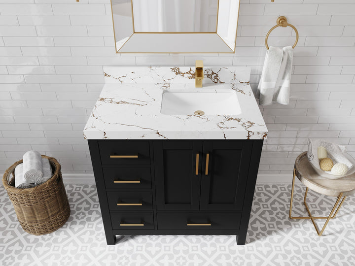 Malibu 36 in. W x 22 in. D Right Offset Sink Bathroom Vanity - photo 38