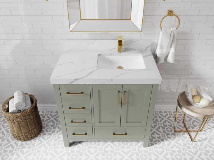 Malibu 36 in. W x 22 in. D Right Offset Sink Bathroom Vanity - photo 15